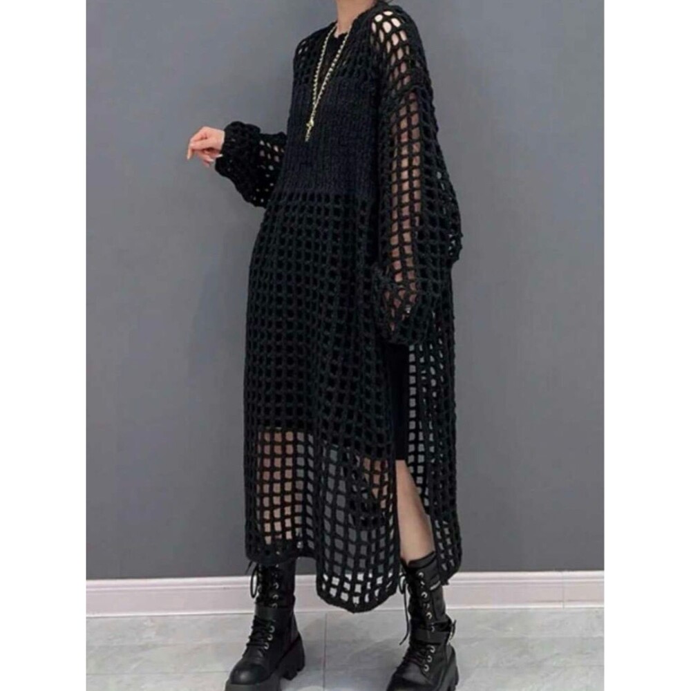 Black Open Weave Chic Topper One Size